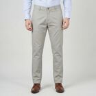 Men's Beige Slim Fit Flat-Front Casual Trousers, Beige, small