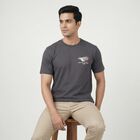 Men's Blue Cotton Round Neck Casual T-Shirt, Mid Blue, small