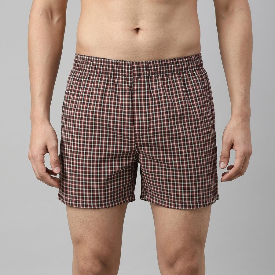 Men's Maroon Regular Fit Solid Boxers, Maroon, large