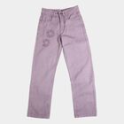 Girls' Lavender Straight Fit Embroidered Jeans, Lilac, small