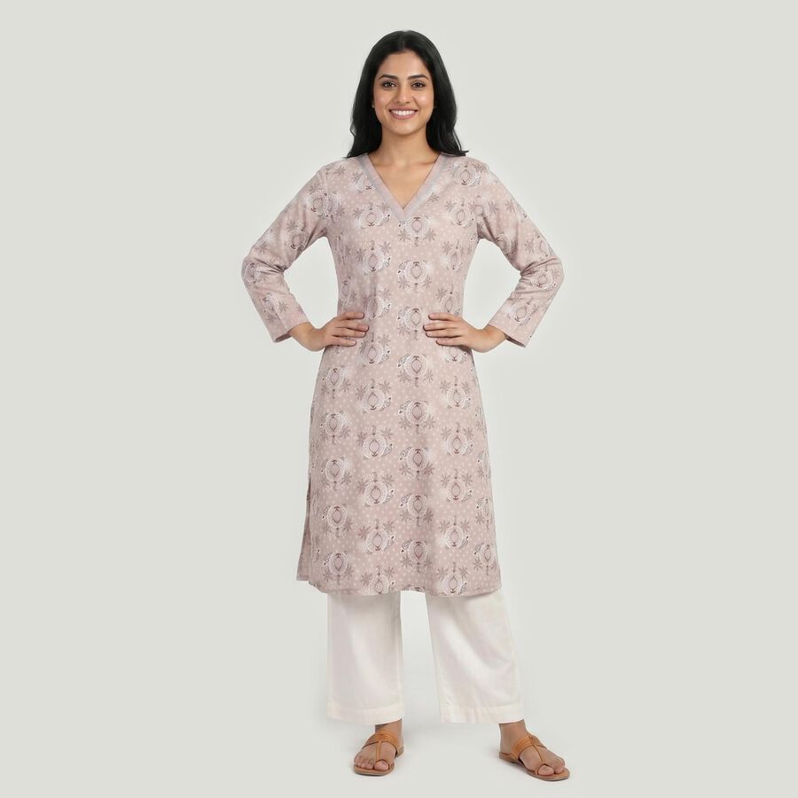 Women's Lilac Neck Kurta, लाइलेक, large