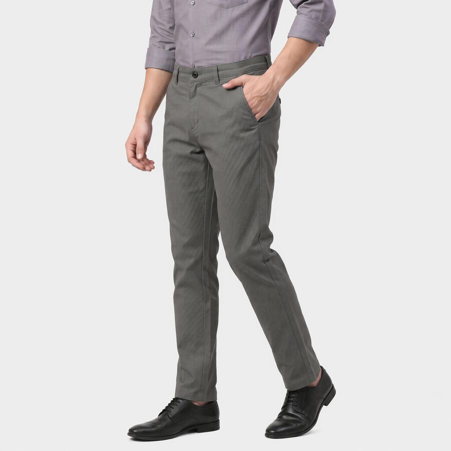 Men's Light Blue Slim Fit Textured Chino Trousers, Light Blue, large
