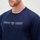 Men's Deep Midnight Navy Blue Crew Neck Casual Sweatshirt, Navy Blue, small image number null