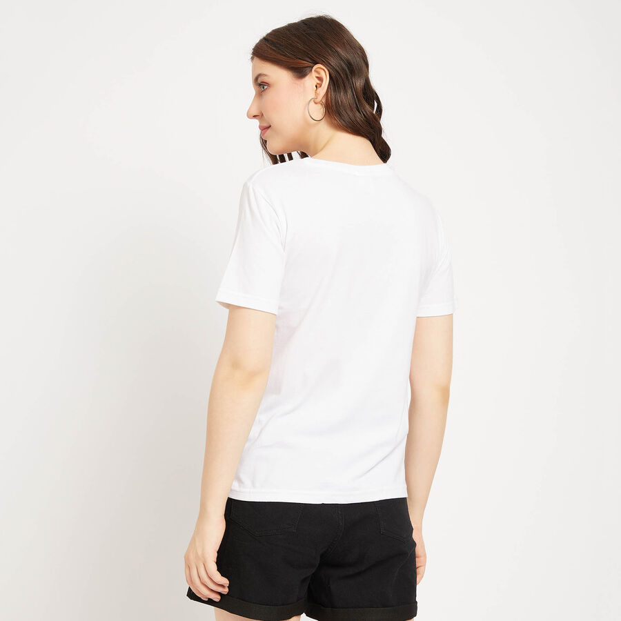 Cotton Round Neck T-Shirt, White, large image number null