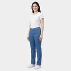 Women's Navy Blue Skinny Fit Washed Jeans, Mid Blue, small