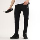 Men's Jet Black Slim Fit Side-Striped Track Pants, Black, small