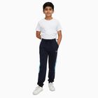 Boys' Navy Blue Color-Blocked Cotton Blend Pyjama, Navy Blue, small