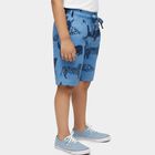 Boys' Blue Regular Fit Animal Printed Bermuda Shorts, Mid Blue, small