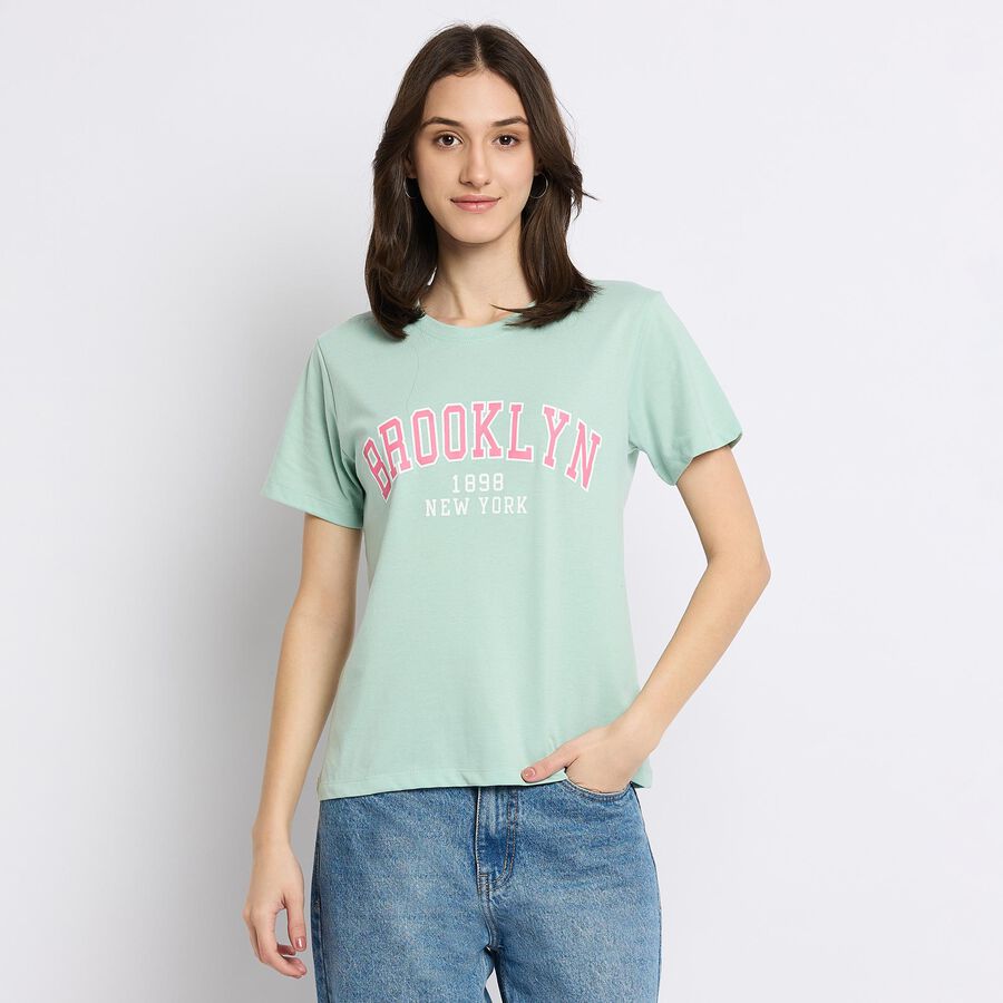 Ladies' Round Neck T-Shirt , हल्का हरा, large image number null