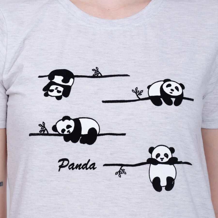 Ladies' Round Neck T-Shirt , मिश्रित हल्का ग्रे, large image number null
