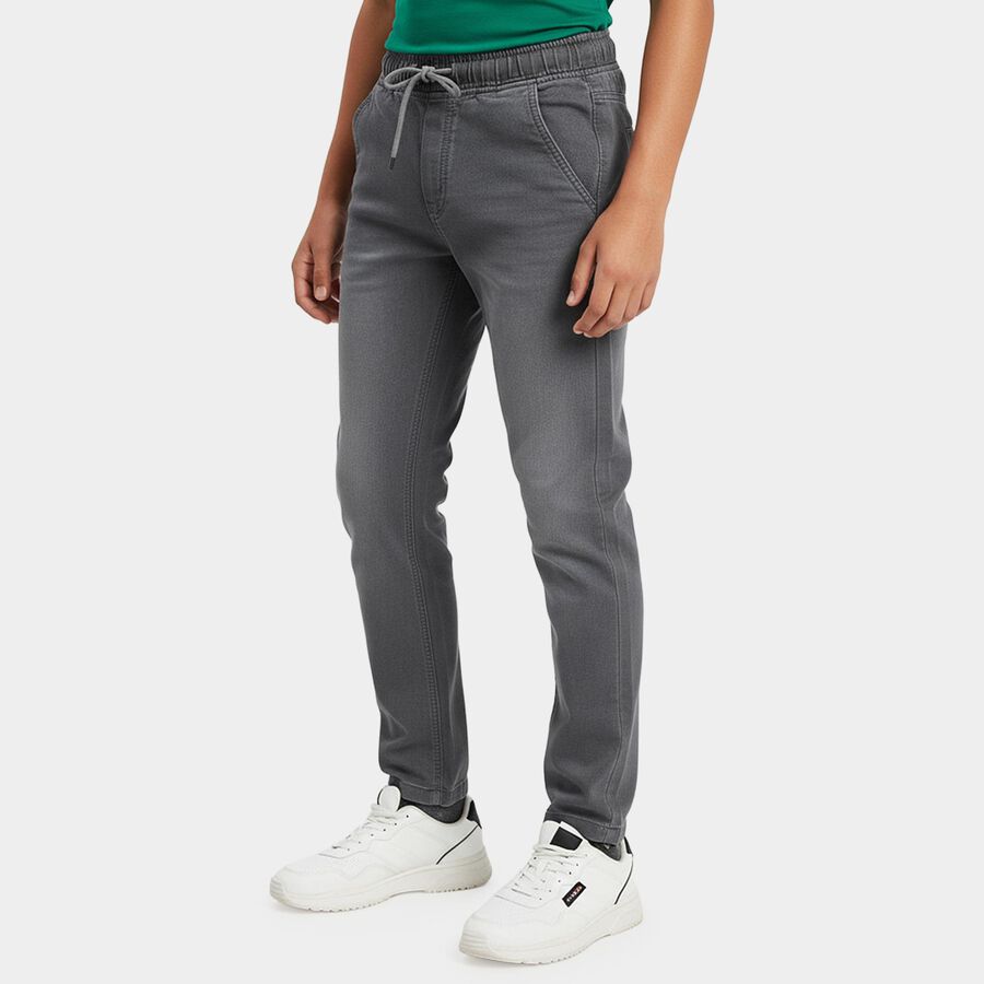 Boys Light Grey Regular Fit Washed Jeans, Light Grey, large