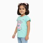Girls Light Mint Green Cotton Round Neck Casual T-Shirt, हल्का हरा, small image number null