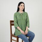 Women's Green Round Neck Printed A-Line Kurti, Light Green, small