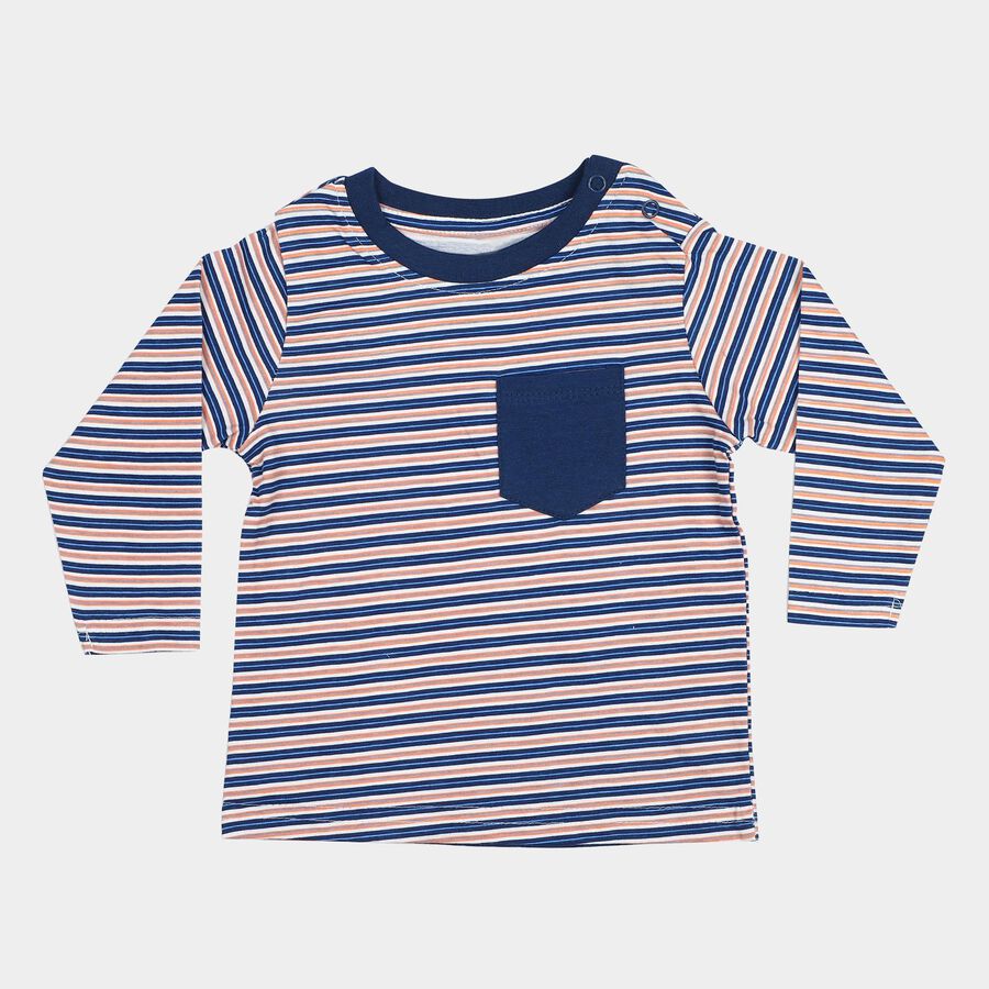 Infants Navy Blue Cotton Round Neck Regular T-Shirt, नेवी ब्लू, large