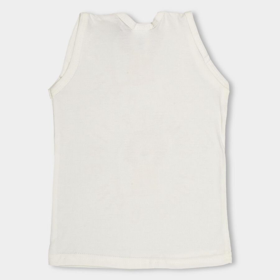 Baby's Soft White Cotton Round Neck Casual Vest, Off White, large image number null