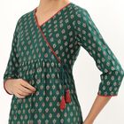 Women's Dark Green Round Neck Printed Kurta, Dark Green, small image number null