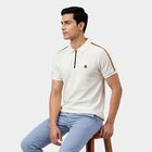 Men's White Polo Collar Casual Half Sleeve T-Shirt, White, small