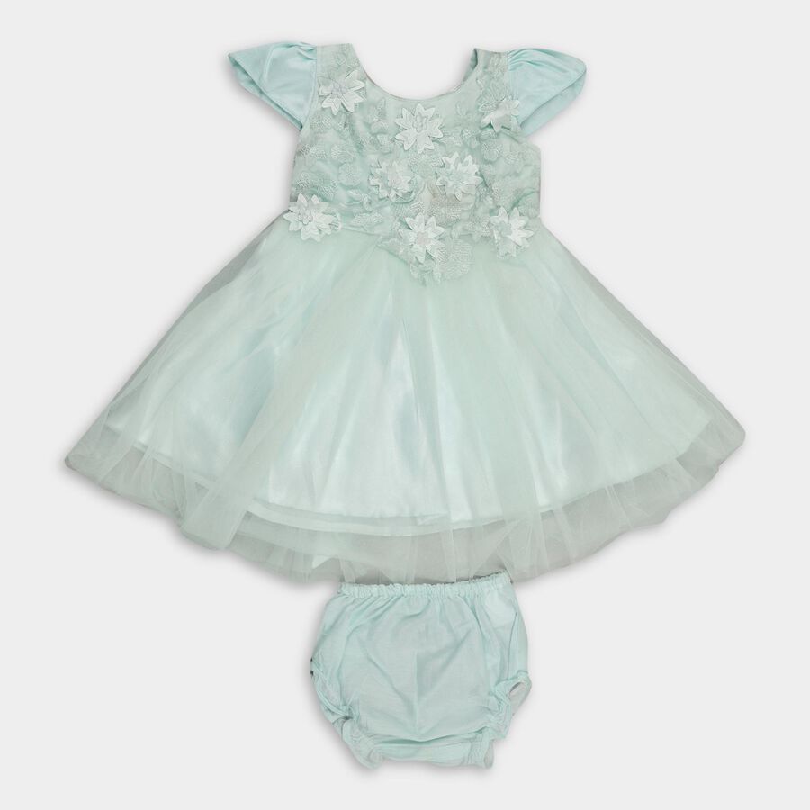 Infant Girls' Frock, Light Green, large image number null
