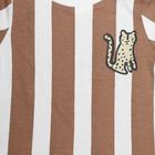 Infants' Beige 100% Cotton Round Neck Striped Baba Suit, Beige, small