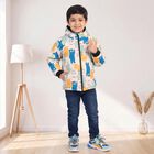 Boys Cream Hooded Puffer Jacket, ऑफ व्हाइट, small