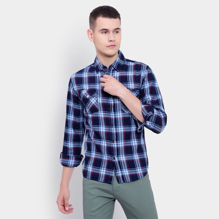 Cotton Checks Casual Shirt, Red, large image number null