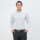 Men's Light Grey Spread Collar Classic Formal Shirt, Dark Grey, small