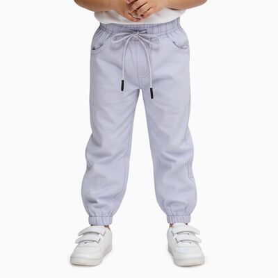 Boys Soft Lilac Elastic Waist Cotton Jogger Trousers