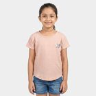 Girls Peach Round Neck Regular T-Shirt, पीच, small