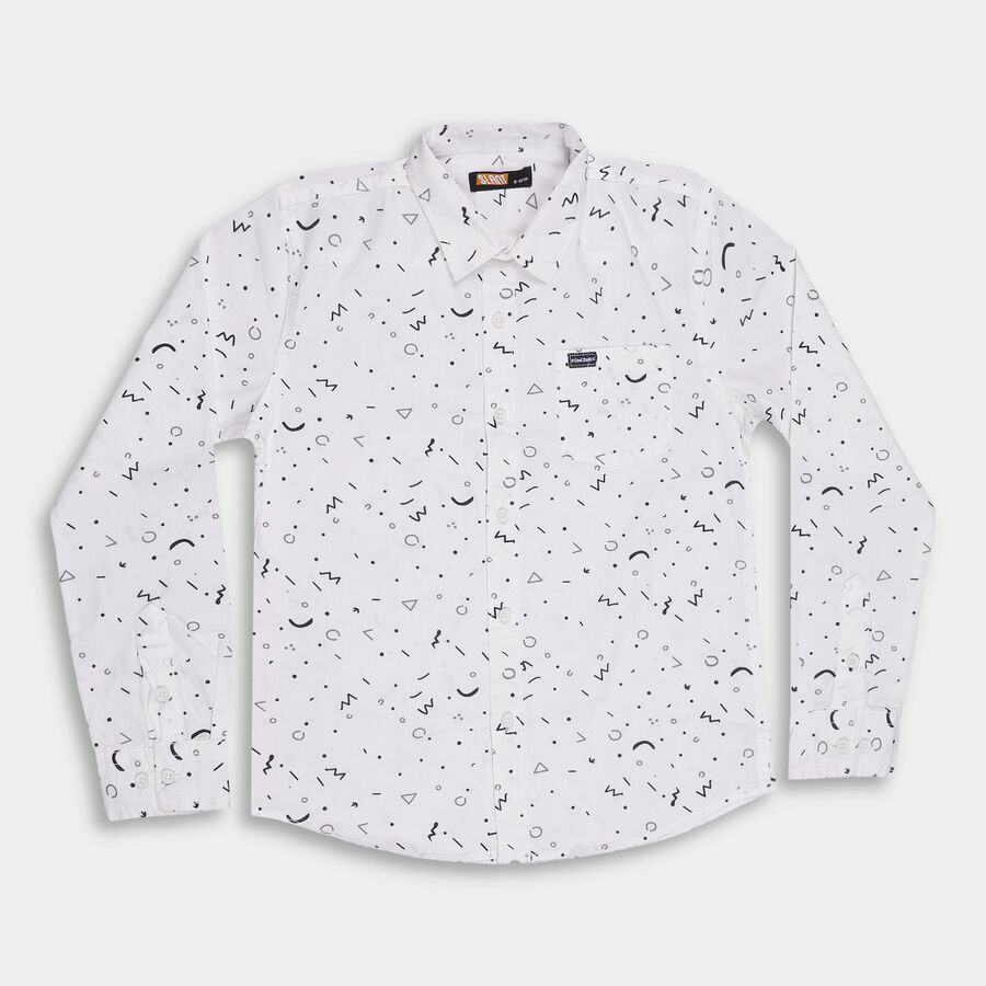 Boys' 100% Cotton Casual Shirt, White, large image number null