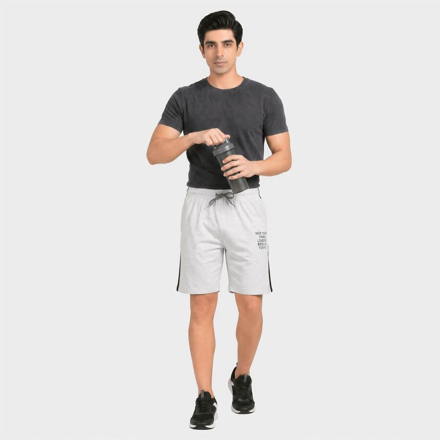 Men's Grey Regular Fit Athletic Bermuda Shorts, Melange Mid Grey, large