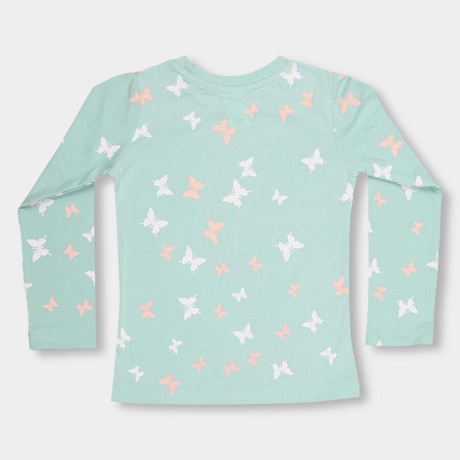 Girls' Light Mint Green Round Neck Casual Top, हल्का हरा, large image number null