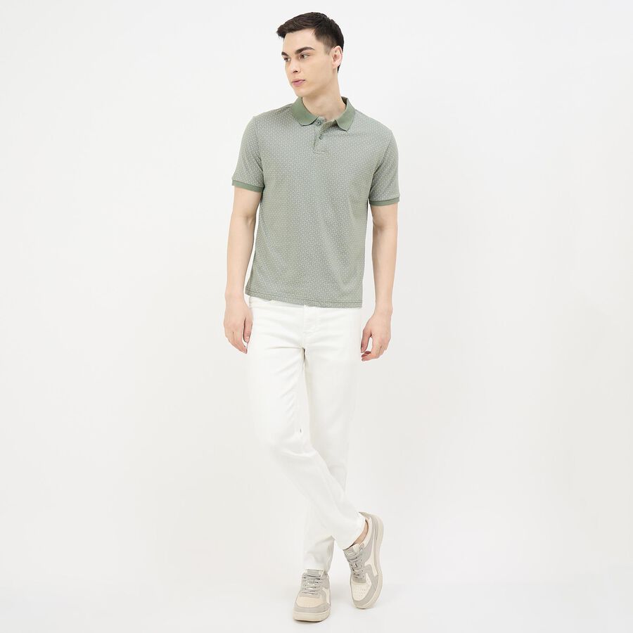 Men's Mint Cotton Polo Neck Preppy T-Shirt, हल्का हरा, large