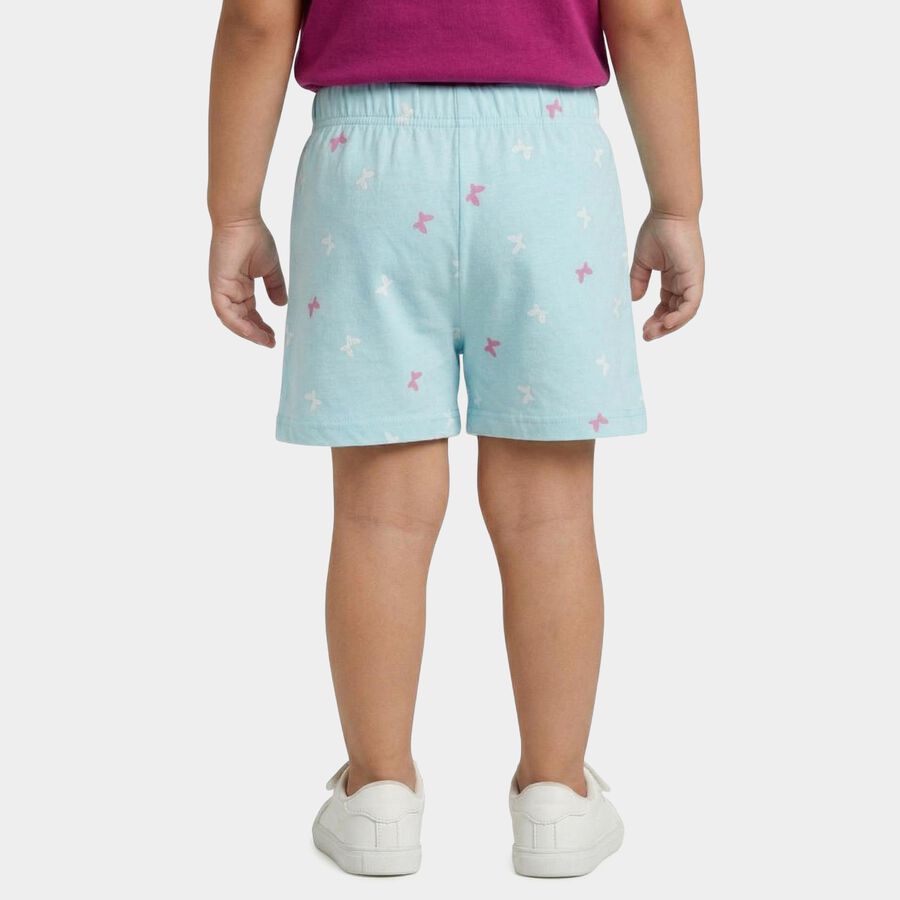 Girls' Light Blue Cotton Blend Shorts, हल्का नीला, large