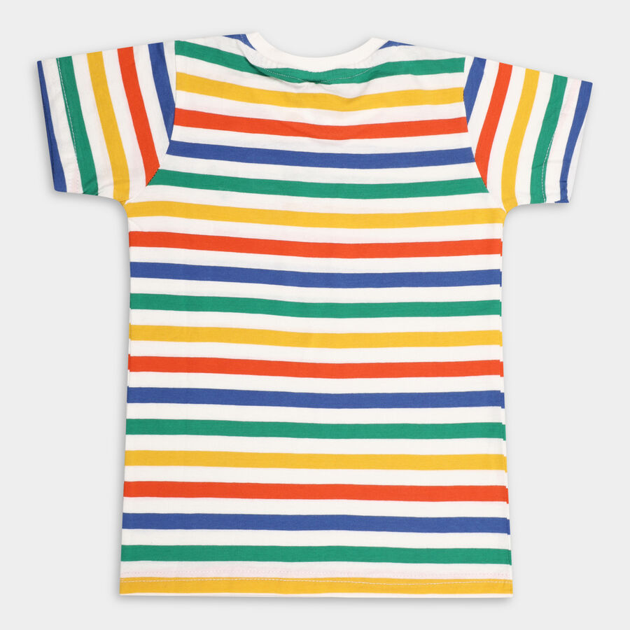 Boys' 100% Cotton Half Sleeves T-Shirt, White, large image number null