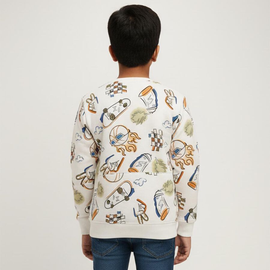 Boys' Sweatshirt, सफ़ेद, large image number null