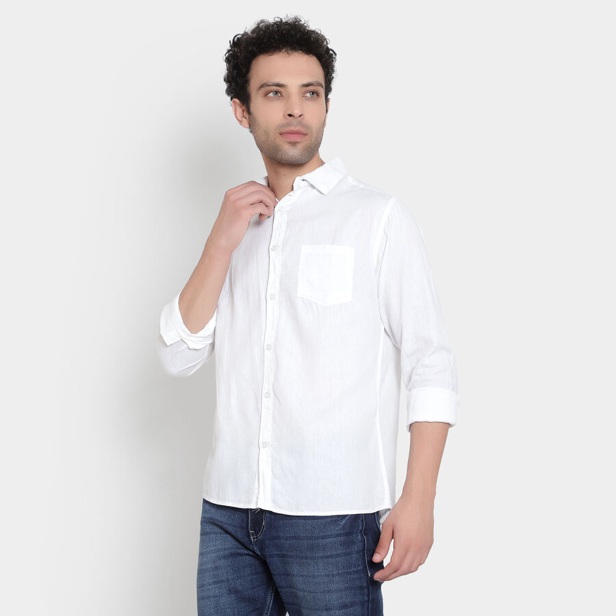 Cotton Solid Casual Shirt, White, large image number null