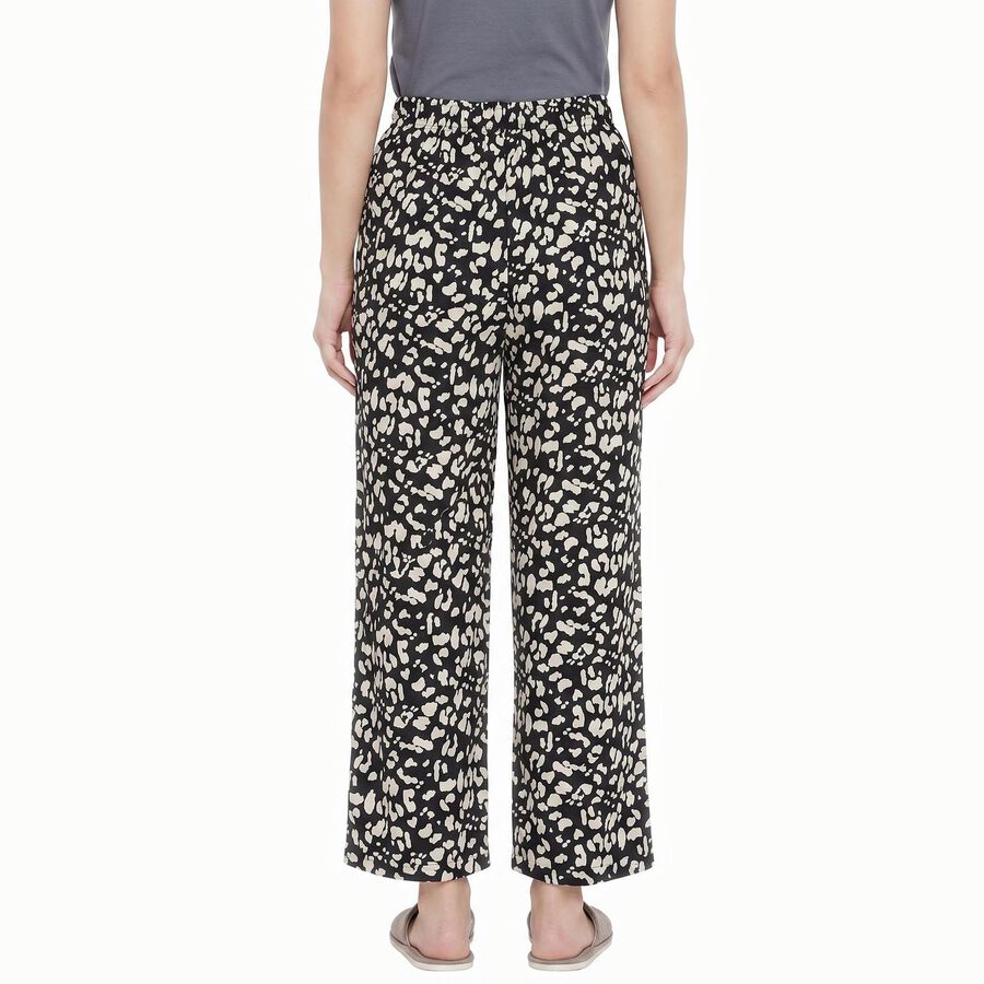 Women's Black Straight Fit Printed Pyjama, काला, large