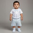Infants Light Baby Blue Printed Cotton Baba Suit, हल्का नीला, small image number null