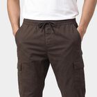 Men's Dark Grey Slim Fit Cargo Trousers, गहरा ग्रे, small