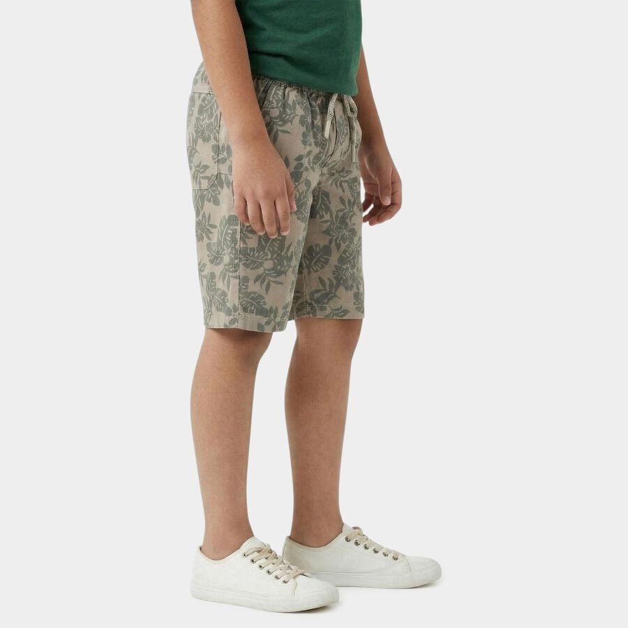 Boys' Beige Cotton Regular Fit Bermuda Shorts, Beige, large