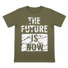 Boys Muted Olive Crew Neck Casual T-Shirt, ओलिव, small image number null