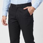 Men's Navy Blue Slim Fit Flat-Front Trousers, Navy Blue, small