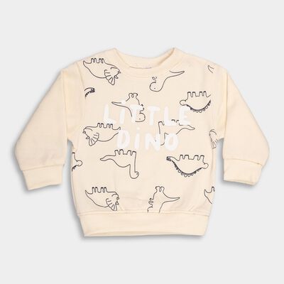 Infants Light Beige Crew Neck Casual Sweatshirt