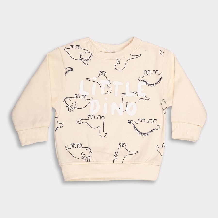 Infants Light Beige Crew Neck Casual Sweatshirt, गहरा पीला, large image number null