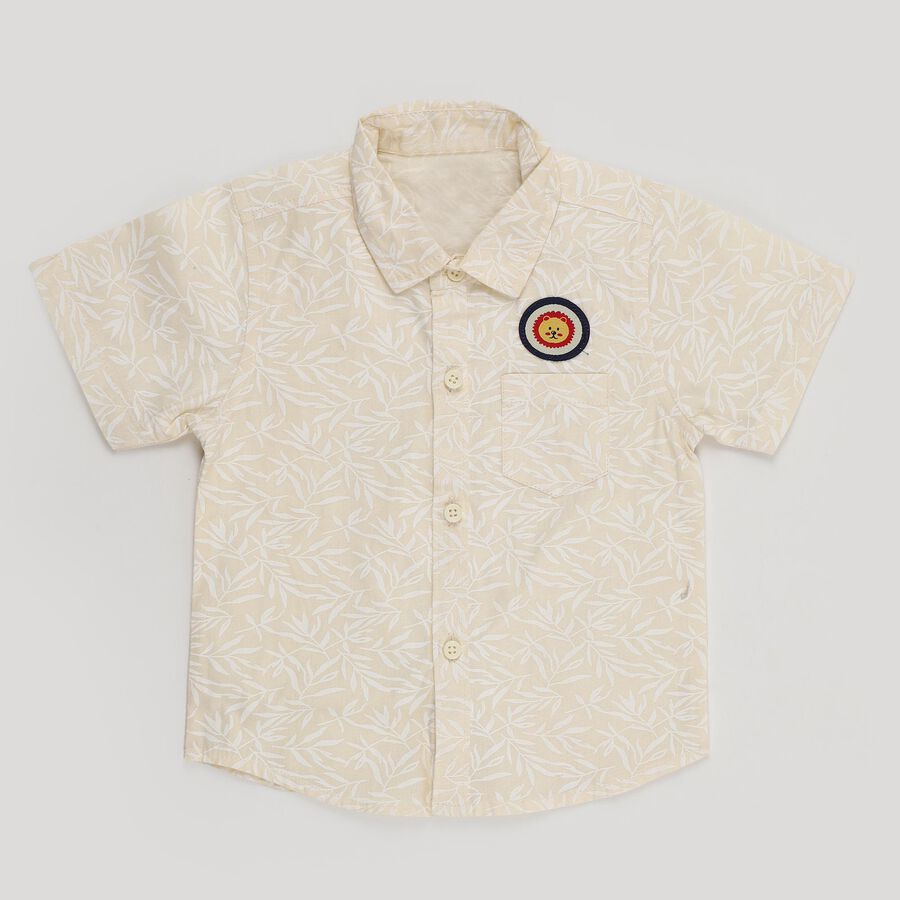 Infants Light Beige Cotton Half Sleeve Classic Casual Shirt, Yellow, large image number null