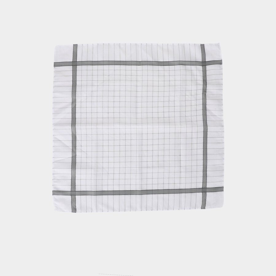 Men White Checked Pack of 3 Handkerchief, गहरा ग्रे, large
