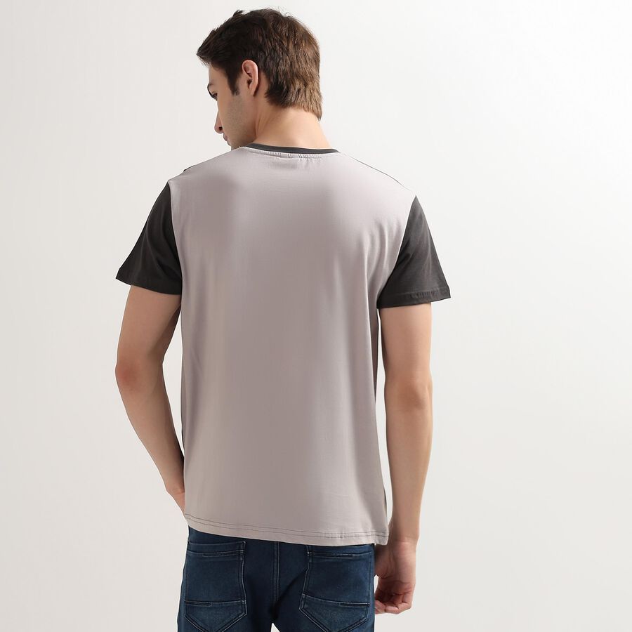 Men's 100% Cotton Round Neck Half Sleeves T-Shirt, Light Grey, large image number null