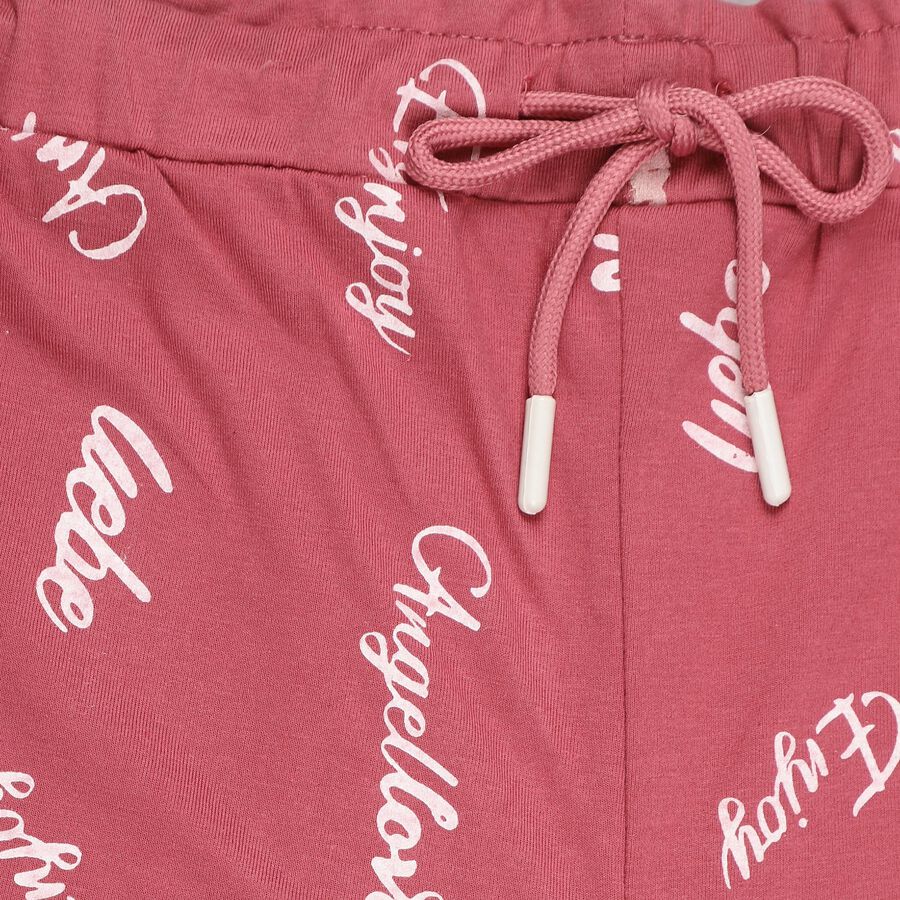 Girls' Bright Multicolor Printed Regular Fit Pyjama, Wine, large image number null