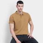 Men's Muted Brown Polo Neck T-Shirt, Brown, small