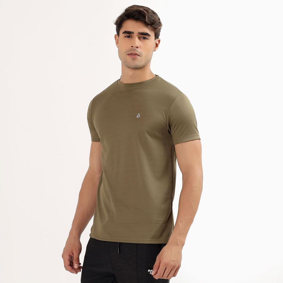 Men's Khaki Crew Neck Slim Fit T-Shirt, Khaki, large image number null